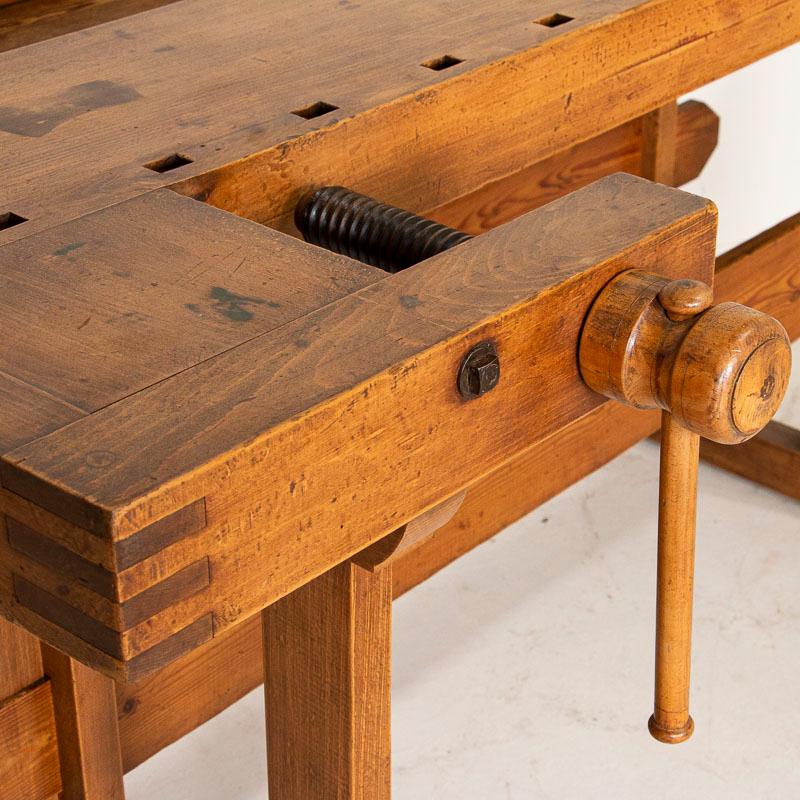 Wood Authentic Vintage Carpenters Workbench Work Table from Denmark