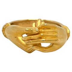 Authentique bague Carrera y Carrera « Hands » vintage en or jaune 18 carats avec diamants