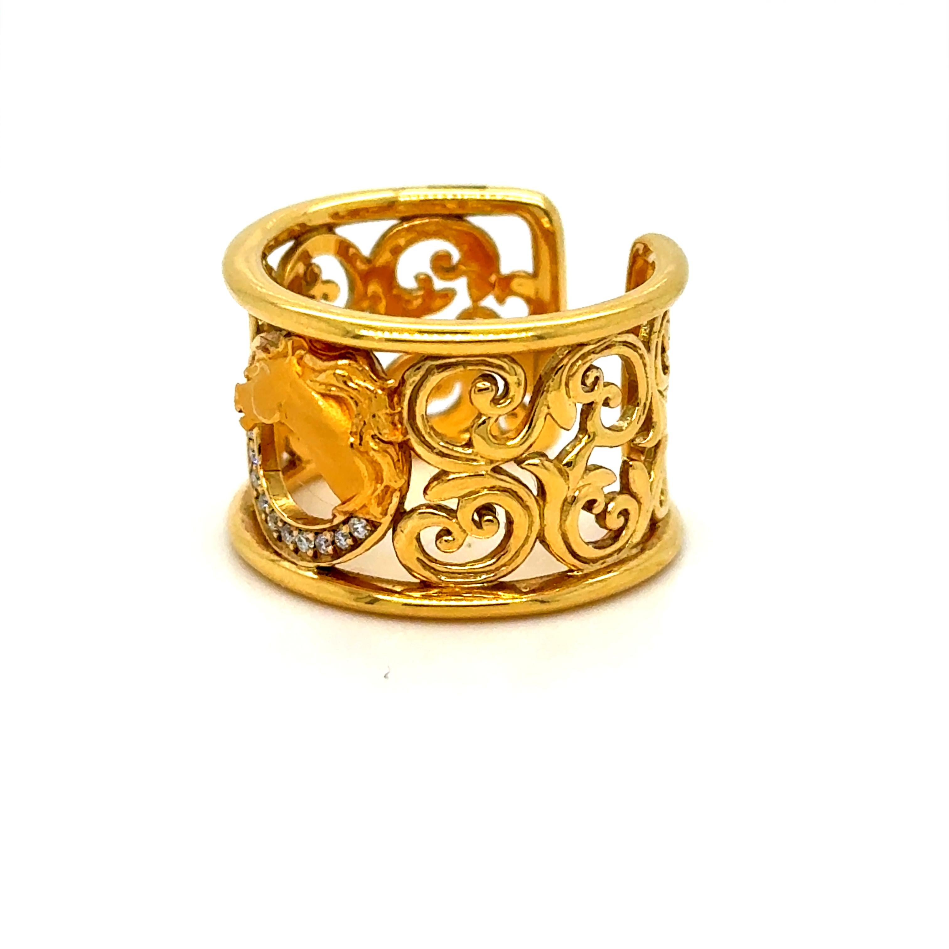 Moderno Autentico anello da polso con diamante Carrera y Carrera d'epoca in oro giallo 18 carati in vendita