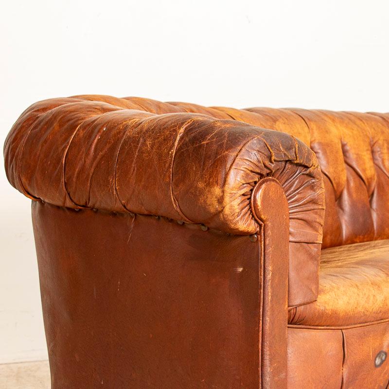 Leather Authentic Vintage Chesterfield Sofa from England