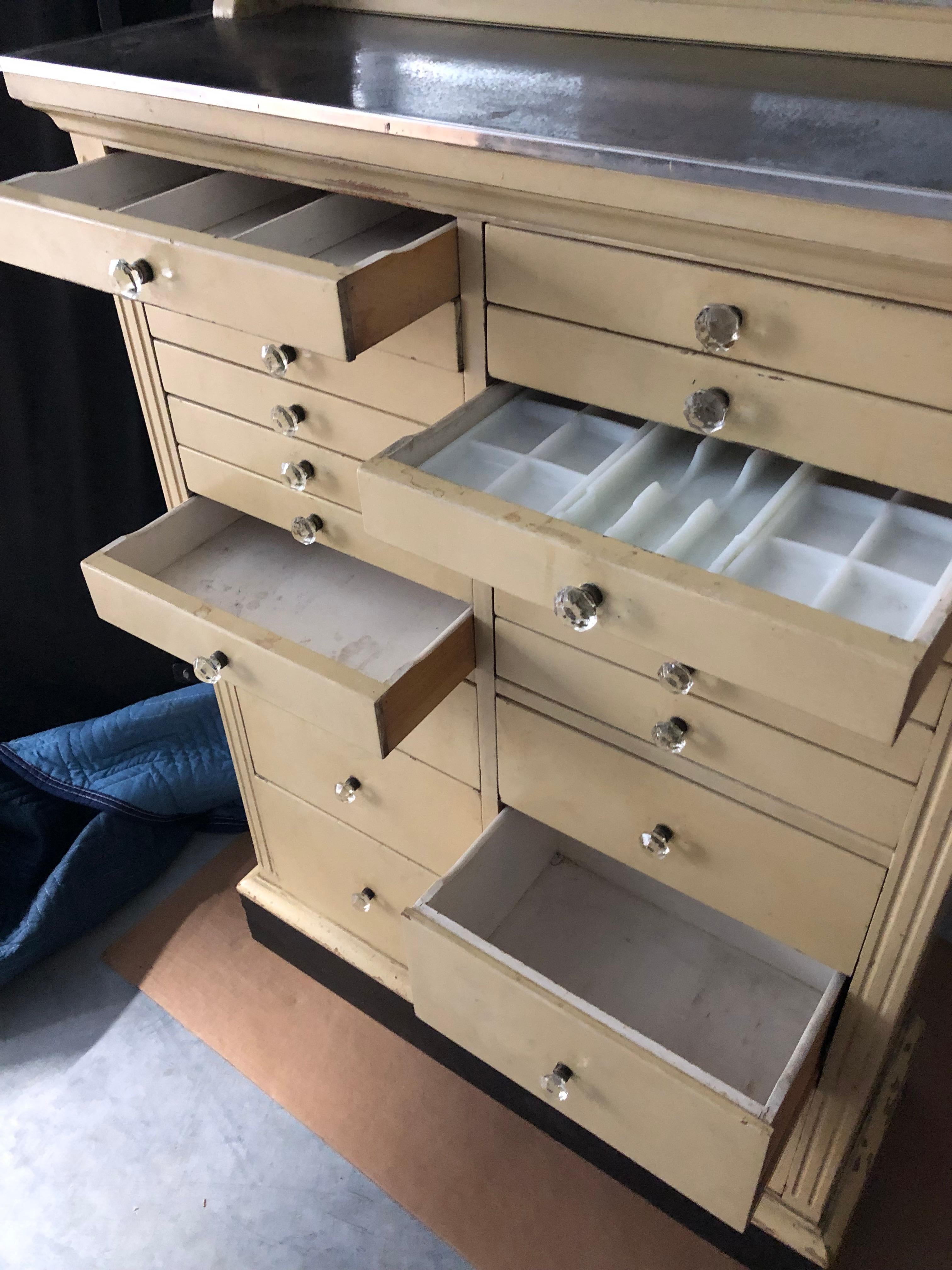 Mid-20th Century Authentic Vintage Dental Cabinet with Multiiple Drawers