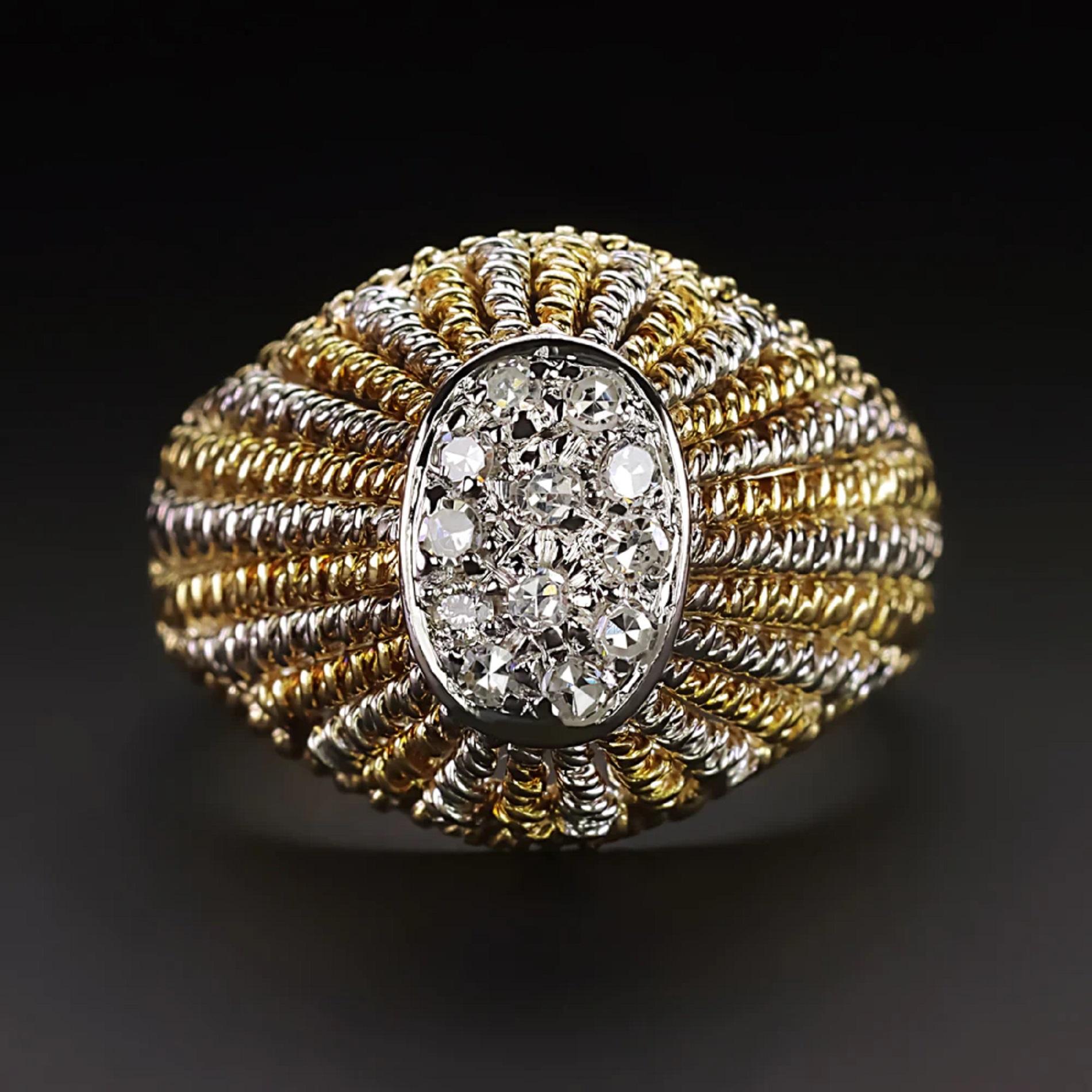 Round Cut Authentic Vintage Diamond Cocktail Ring For Sale