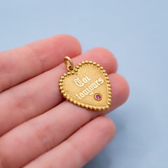 Autentico ciondolo vintage francese in oro massiccio 18 carati "Toi Toujours" - Ti amo sempre