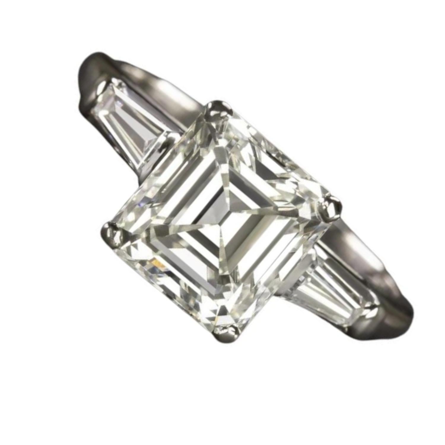 Taille Asscher Bague en diamants taille Asscher de 2.5 carats certifiés GIA en vente