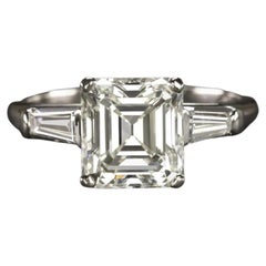 Antique GIA Certified 2.5 Carat Asscher Cut Diamond Ring