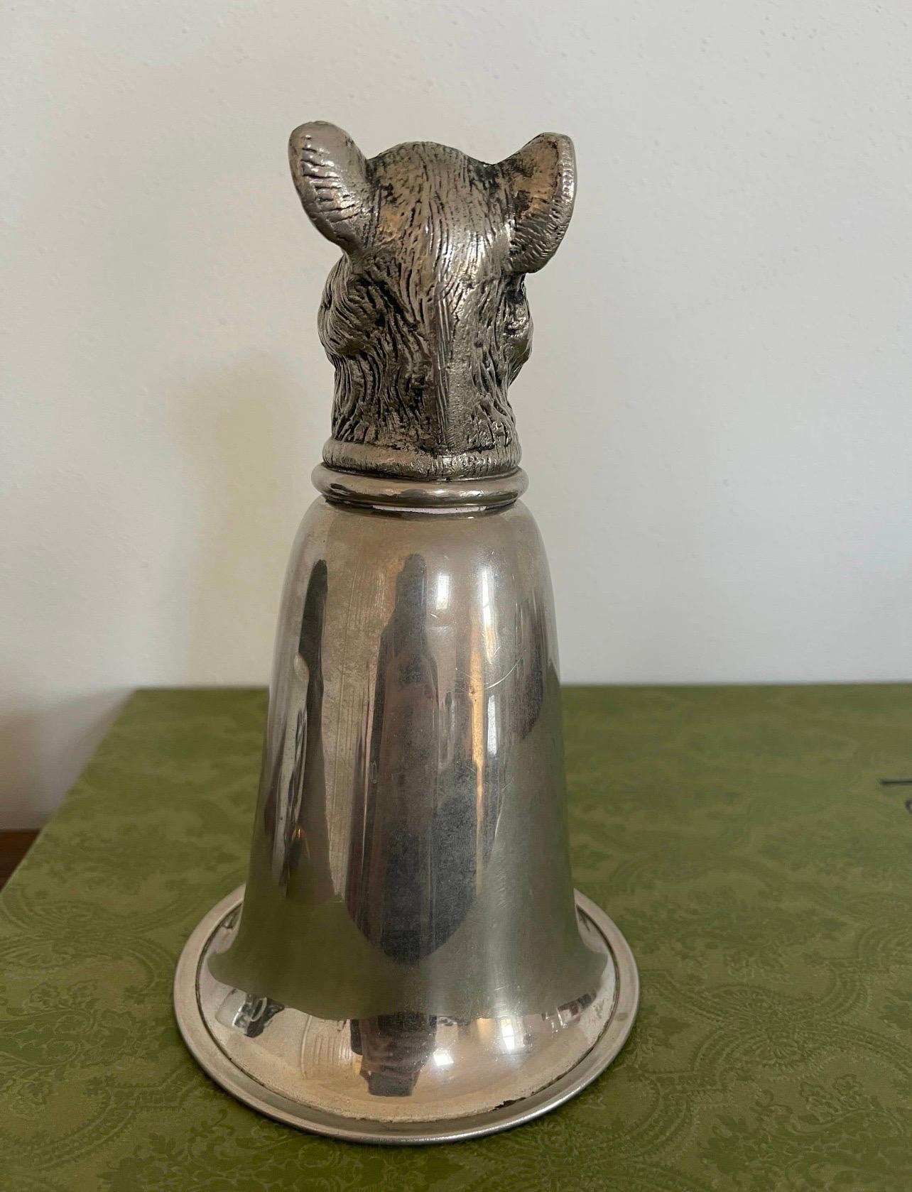 Brown Authentic Vintage Gucci boar head silver stirrup cup For Sale