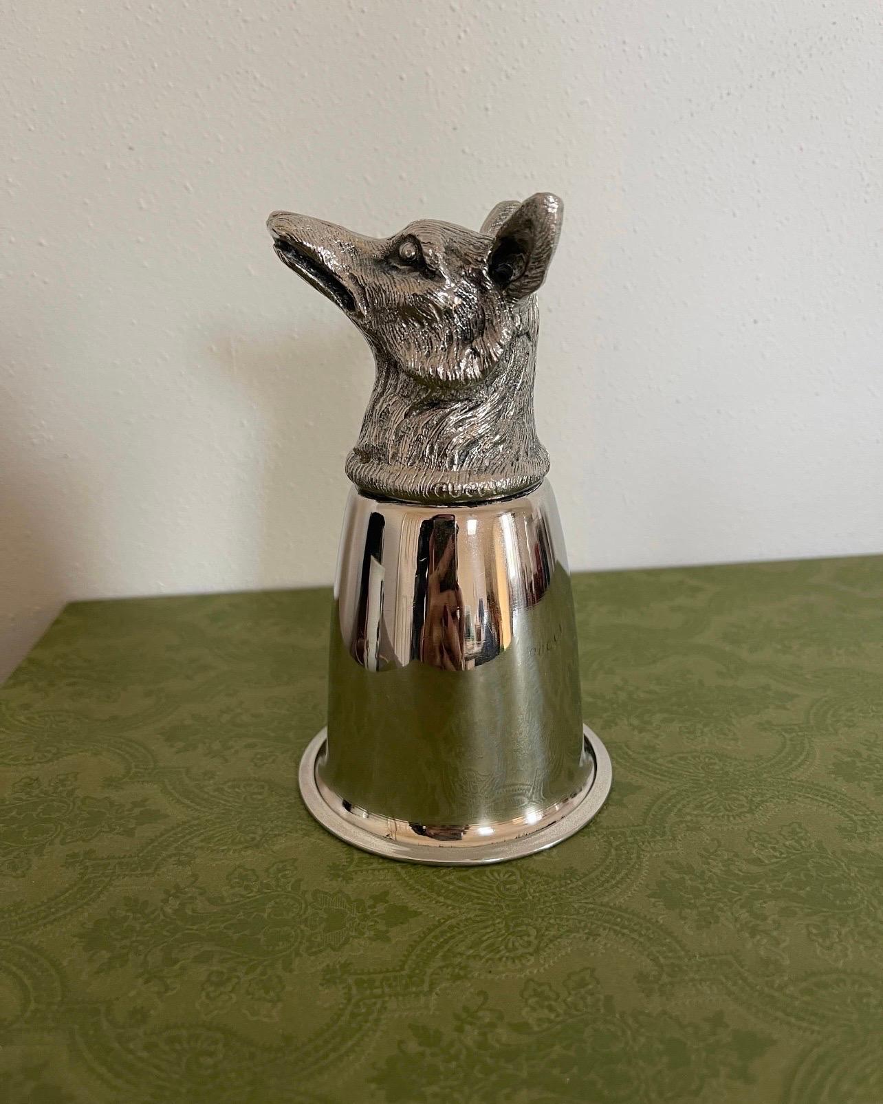 🖤 Collectors Dream 🖤

Authentic Vintage Gucci fox head silver stirrup cup. Circa 1970’s this stunning cup is made of pewter and brass and features a sculptured fox. Very cool and striking piece to add to your bar, library or anywhere you want to