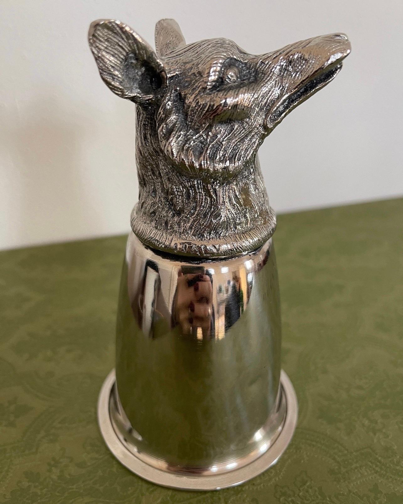 Women's or Men's Authentic Vintage Gucci fox head silver stirrup cup