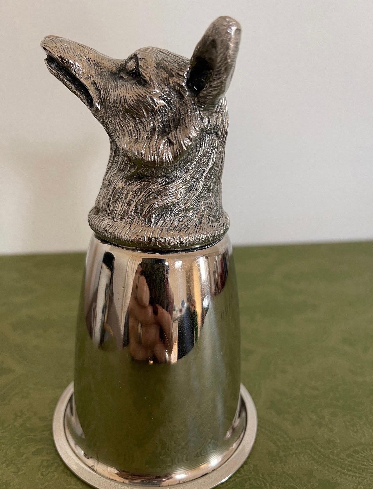 Authentic Vintage Gucci fox head silver stirrup cup 1