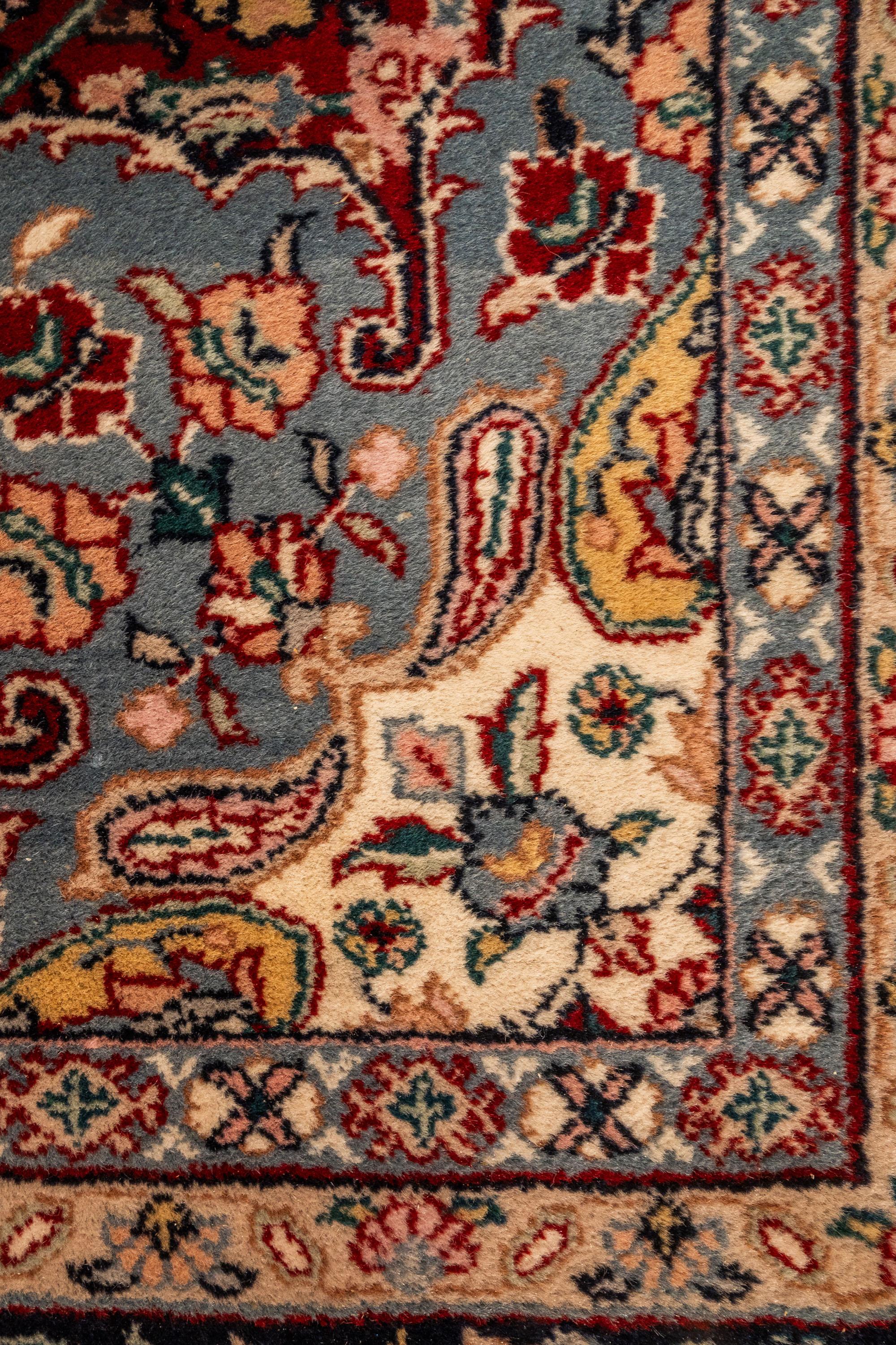 Authentic Vintage Handwoven Wolle Persian Kashan Teppich 9 Ft x 6 ft, Iran, c. 1950 im Angebot 6