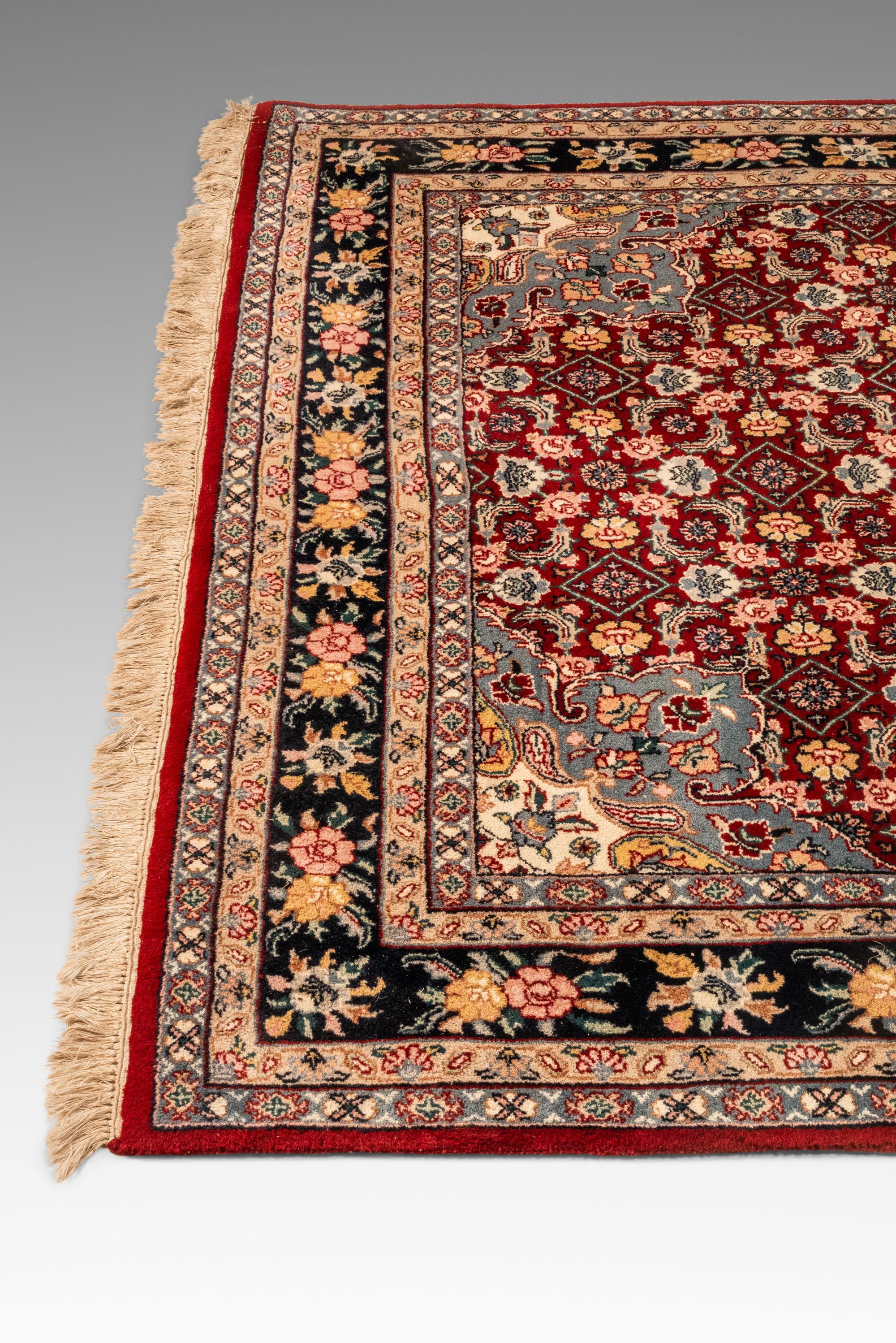 Authentic Vintage Handwoven Wolle Persian Kashan Teppich 9 Ft x 6 ft, Iran, c. 1950 im Angebot 8