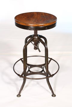 Authentic Vintage Industrial Adjustable Backless Toledo Stool