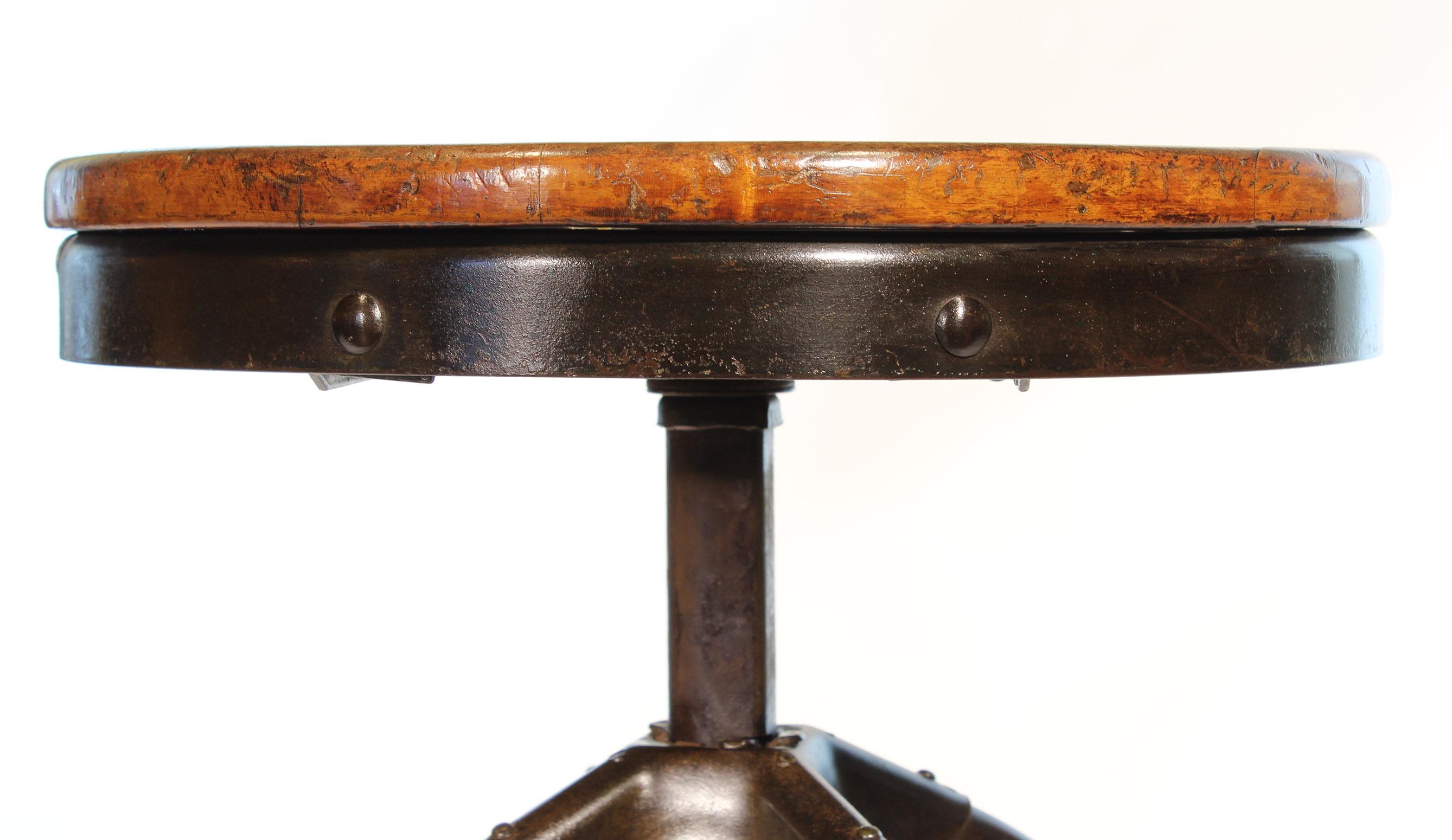 Authentic Vintage Industrial Adjustable Backless Toledo Stool 3