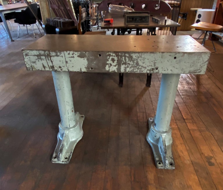 Authentic Mid-Century Cast Iron & Steel Factory Table

*Table shown in secondary images is the one that is currently available*

Overall Dimensions: 23