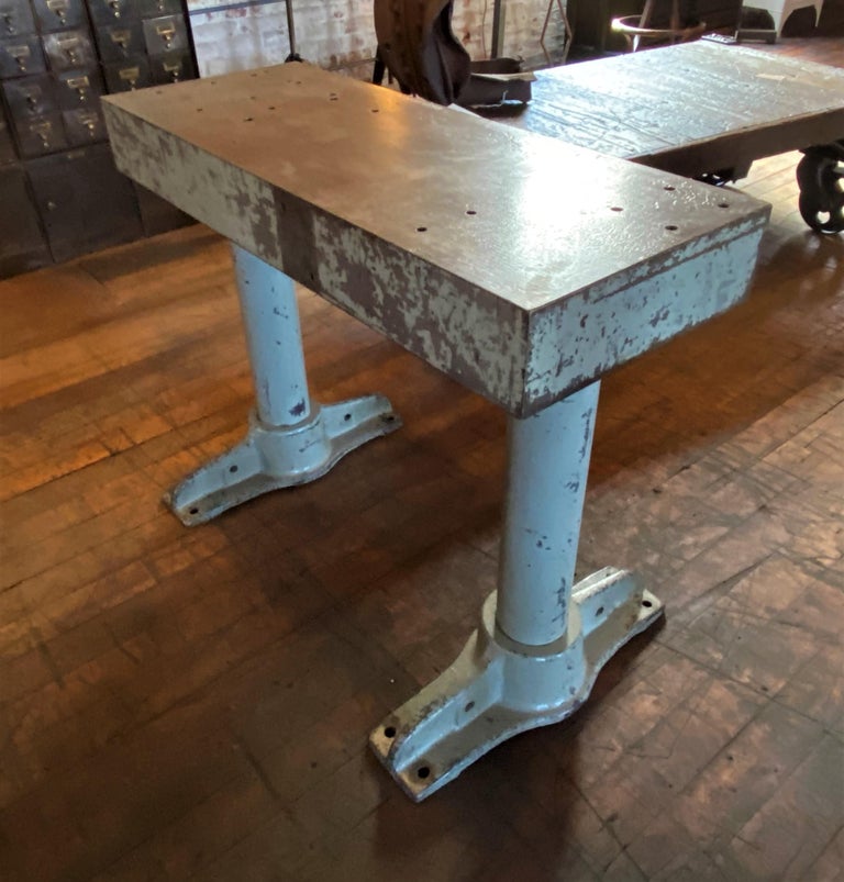 American Authentic Vintage Industrial Cast Iron Work Console Table