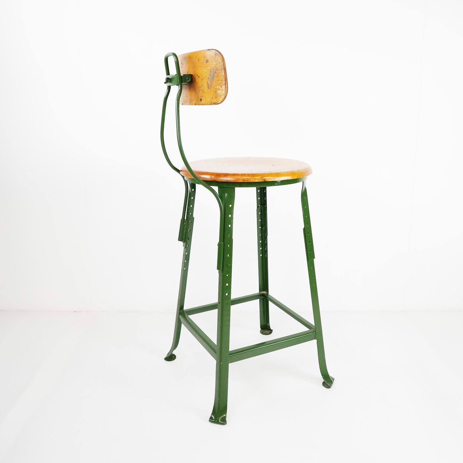American Authentic Vintage Industrial Factory Stool For Sale