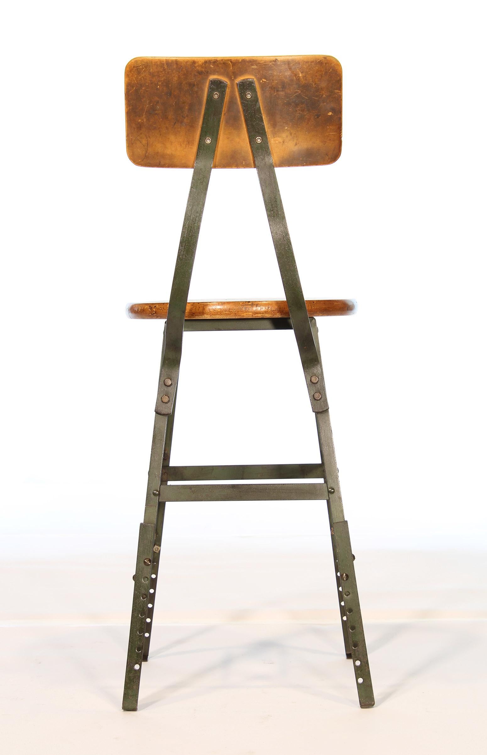 20th Century Authentic Vintage Industrial Factory Stool For Sale