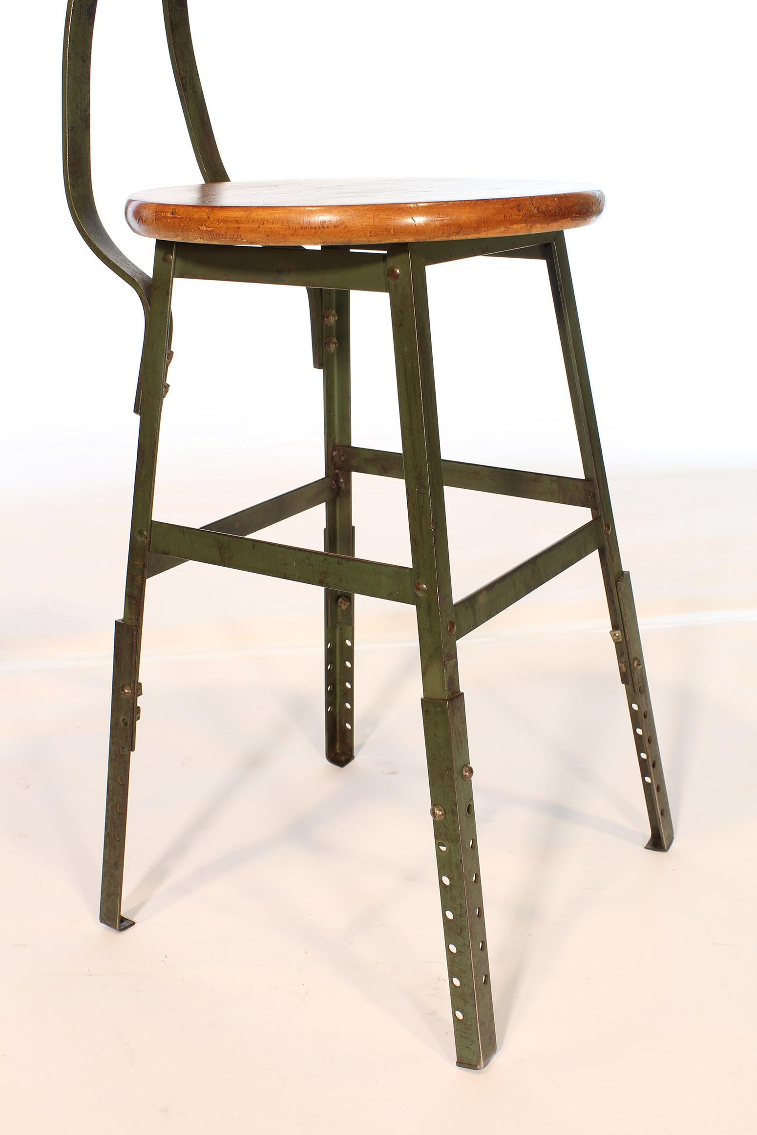 Metal Authentic Vintage Industrial Factory Stool For Sale