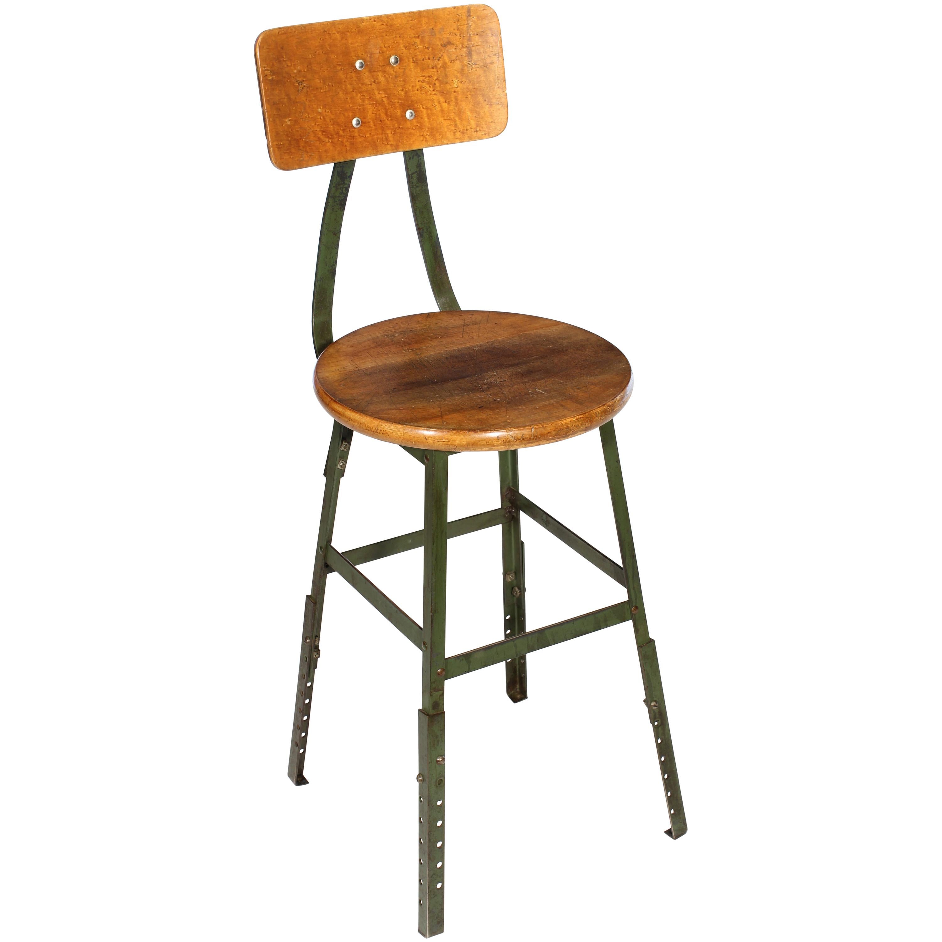 Authentic Vintage Industrial Factory Stool For Sale