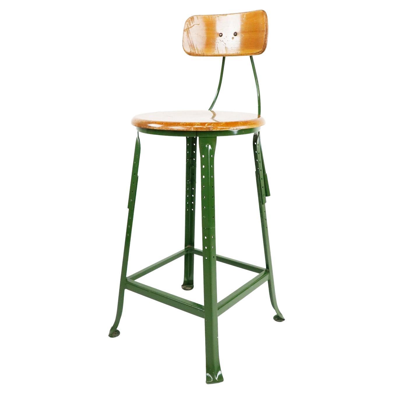 Authentic Vintage Industrial Factory Stool For Sale