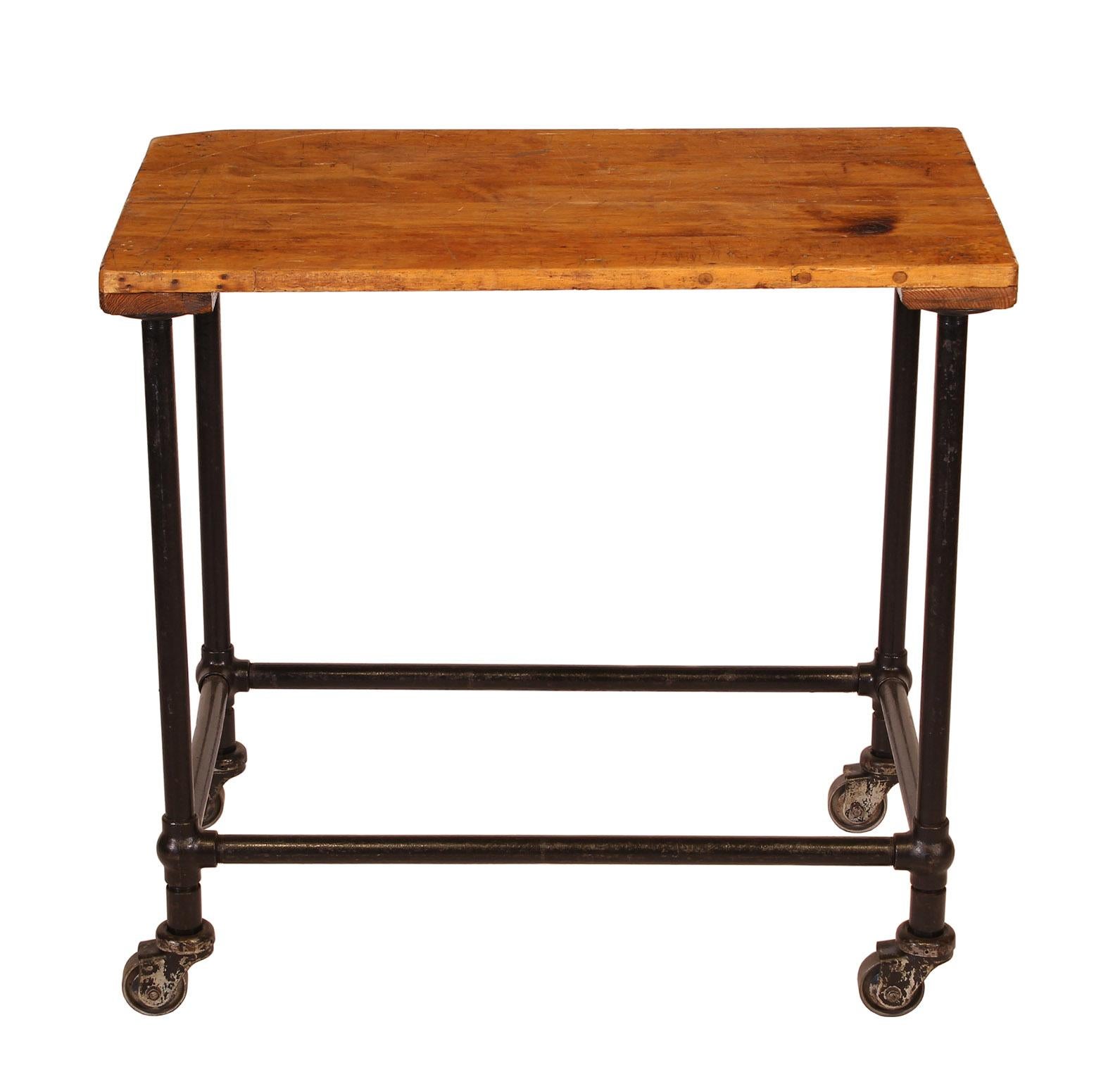 Cast Authentic Vintage Industrial Rolling Printing Table or Cart