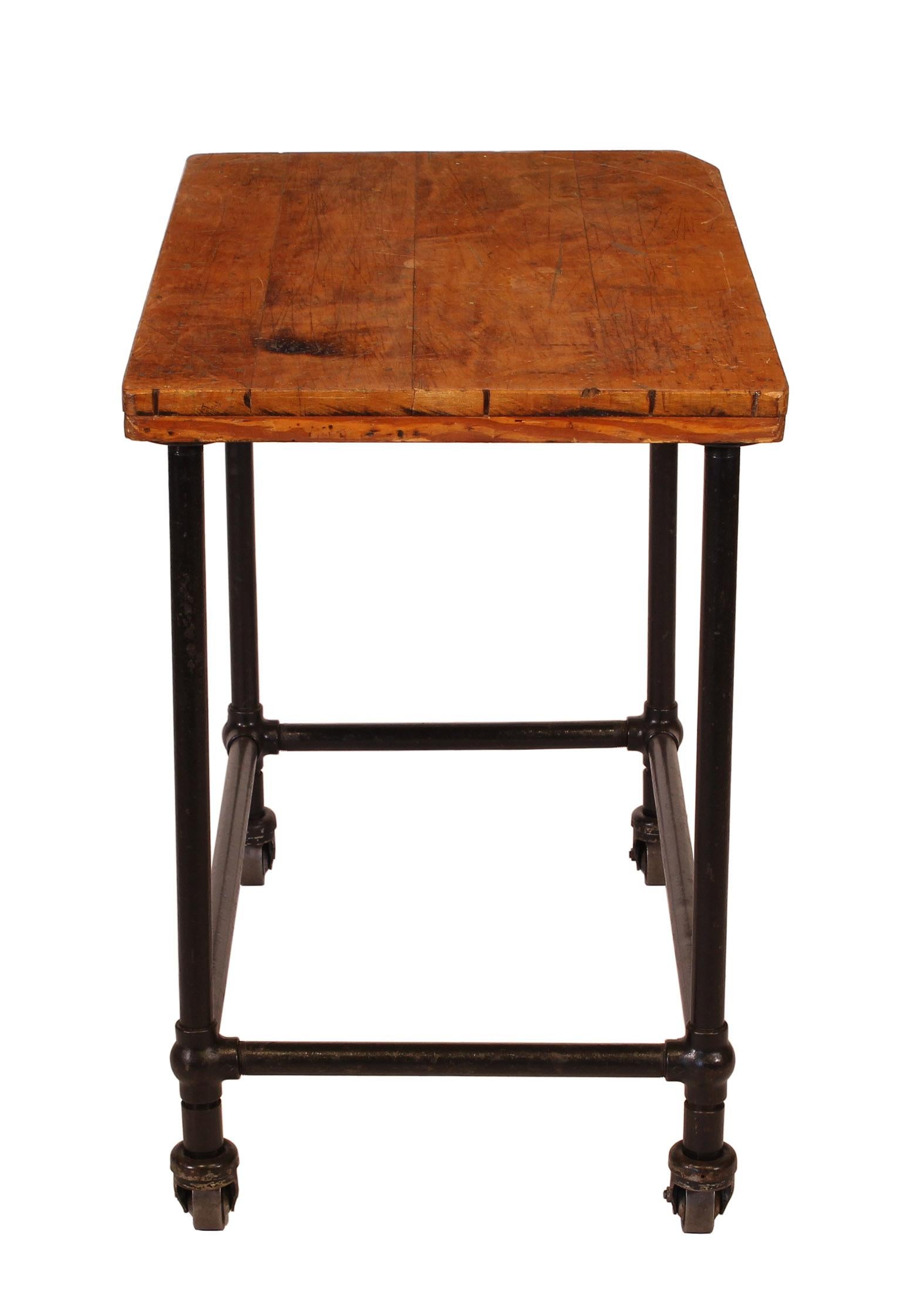 Authentic Vintage Industrial Rolling Printing Table or Cart In Distressed Condition In Oakville, CT