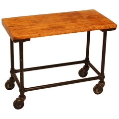 Authentic Vintage Industrial Rolling Printing Table or Cart