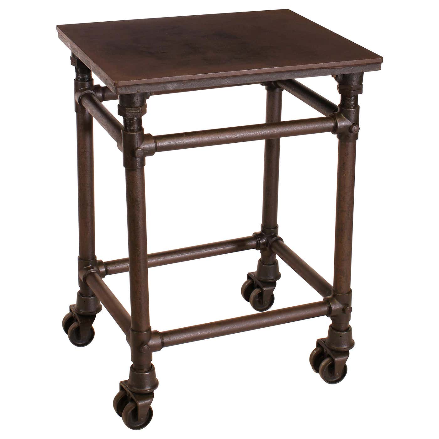 Authentic Vintage Industrial 'Turtle' Table / Rolling Cart on Double ...