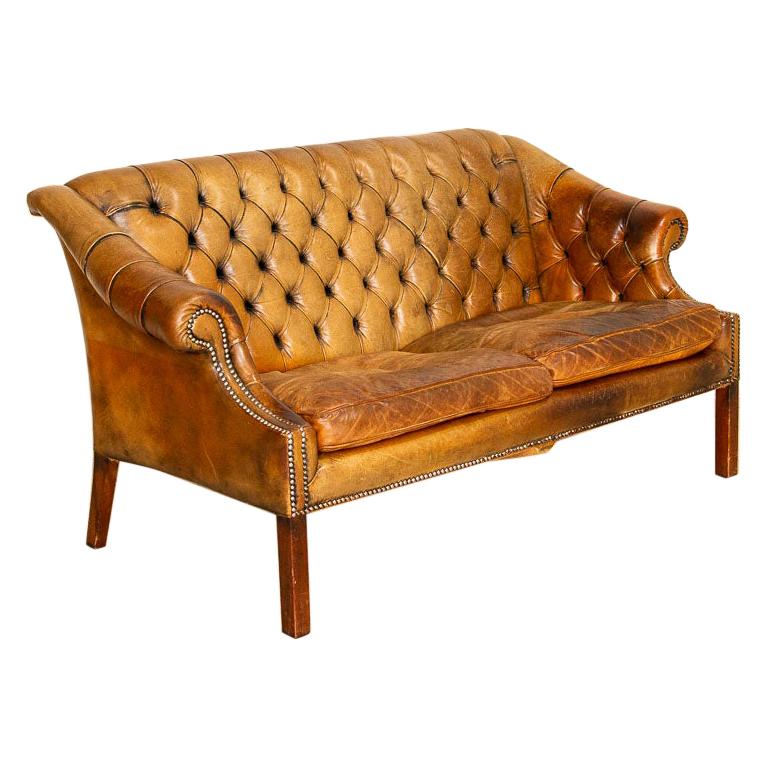 Authentic Vintage Leather Chesterfield Two Seat Sofa or Loveseat ...