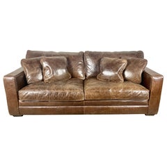 Authentic Vintage Leather Sofa w/ Pillows