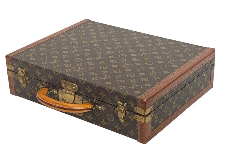 French Authentic Vintage Louis Vuitton Suitcase Valise For Sale