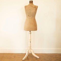 Authentic Vintage Mannequin Dress Form with White Painted Tripod Base