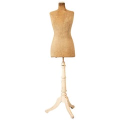 Authentic Vintage Mannequin Dress Form with White Painted Tripod Base