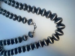Authentic Vintage Navajo sterling silver disc necklace on chain made in Arizona