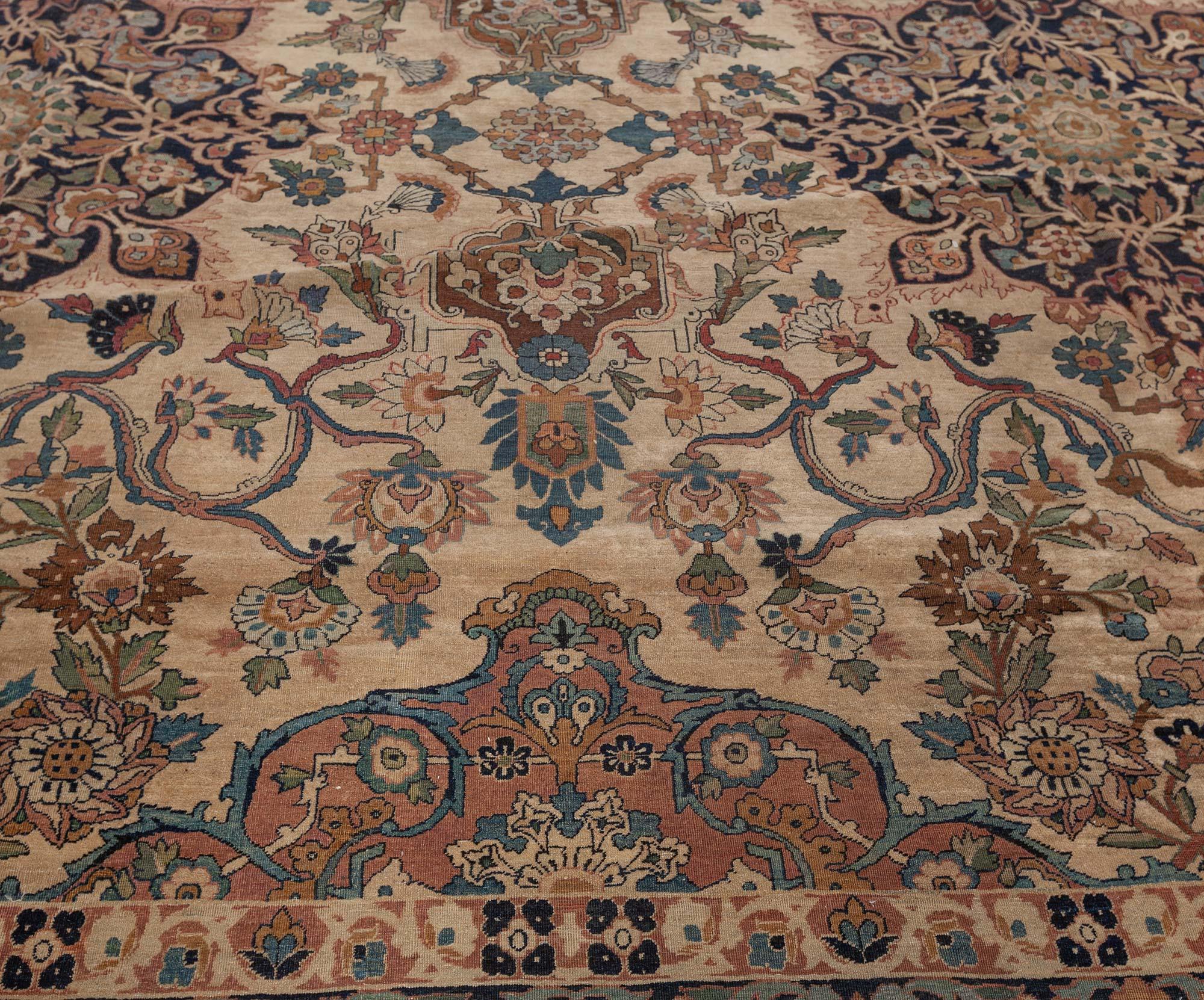 Hand-Knotted Authentic Vintage Persian Kirman Rug For Sale