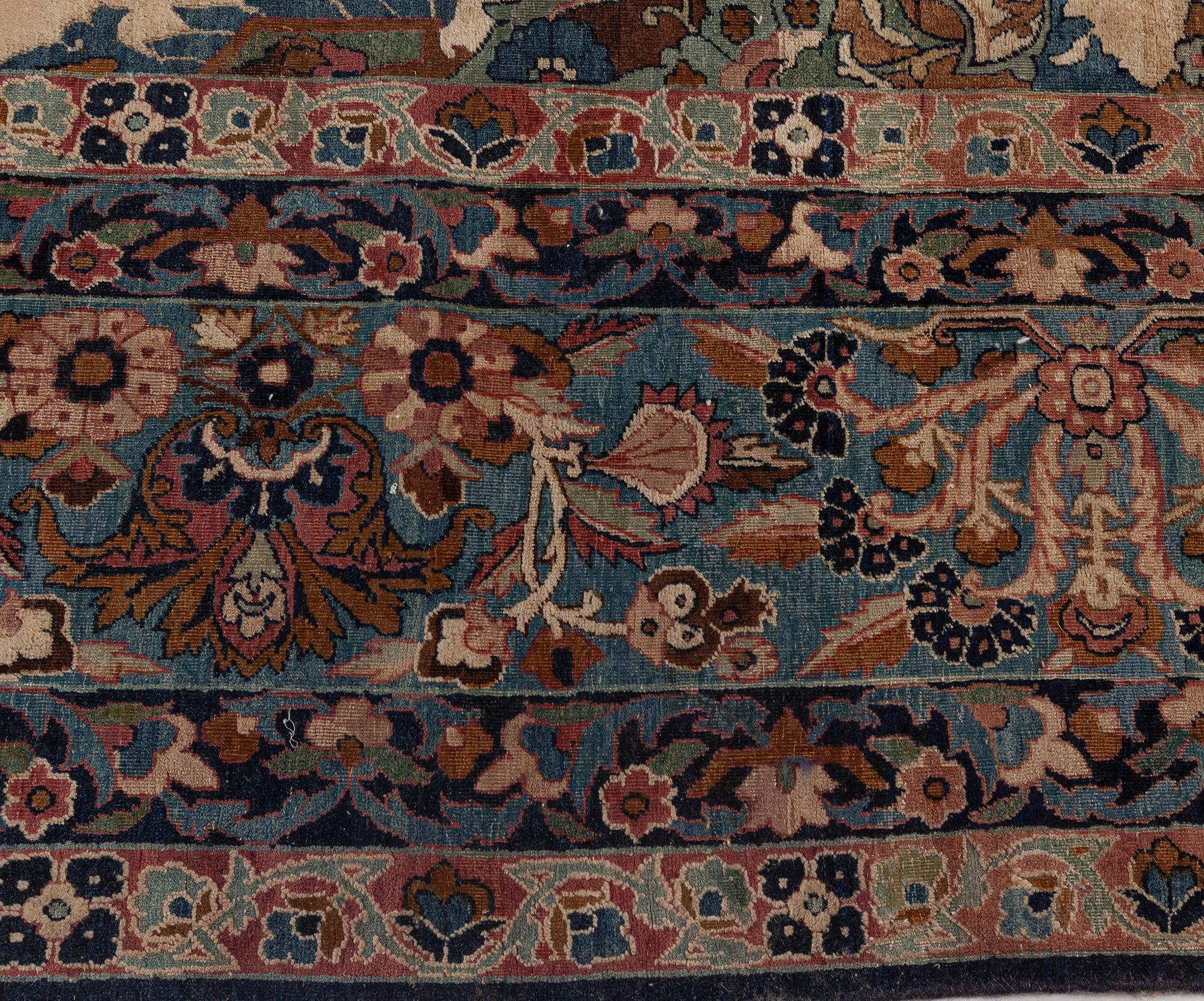 Authentic Vintage Persian Kirman Rug In Good Condition For Sale In New York, NY