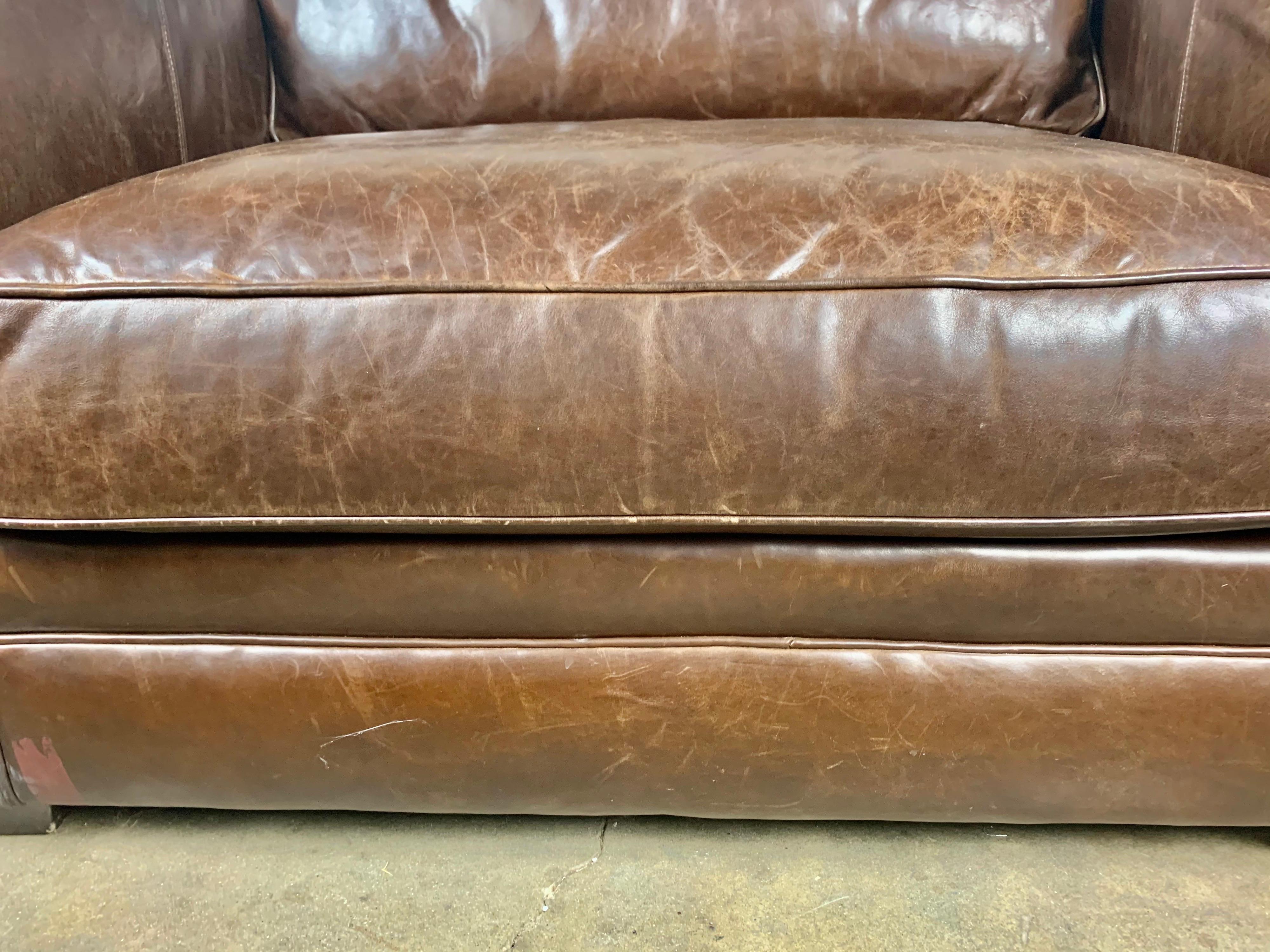 Authentic Vintage Leather Sofa w/ Pillows 5