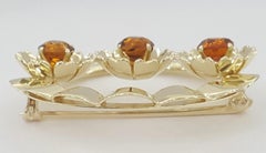 Authentic Vintage Tiffany & Co. 14K Yellow Gold Flower Citrine Brooch – 1.4", 10