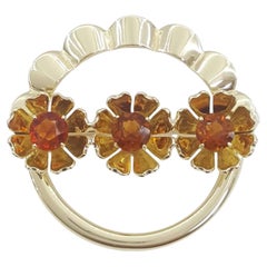 Authentic Vintage Tiffany & Co. 14K Yellow Gold Flower Citrine Brooch – 1.4", 10