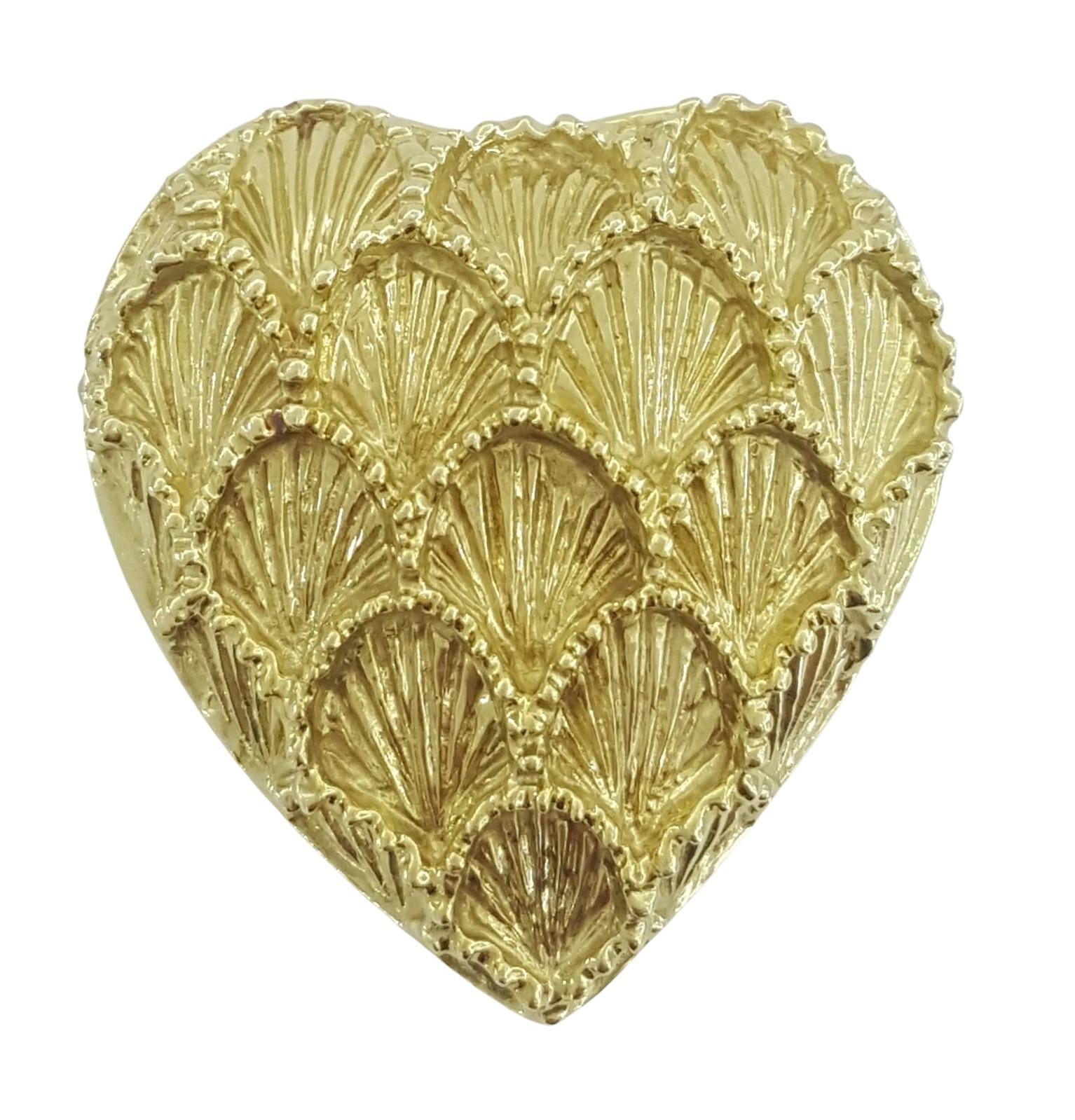 Authentic Vintage Tiffany & Co. Scalloped Heart Brooch & Pendant in 18K Yellow G