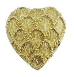 Authentic Vintage Tiffany & Co. Scalloped Heart Brooch & Pendant in 18K Yellow G