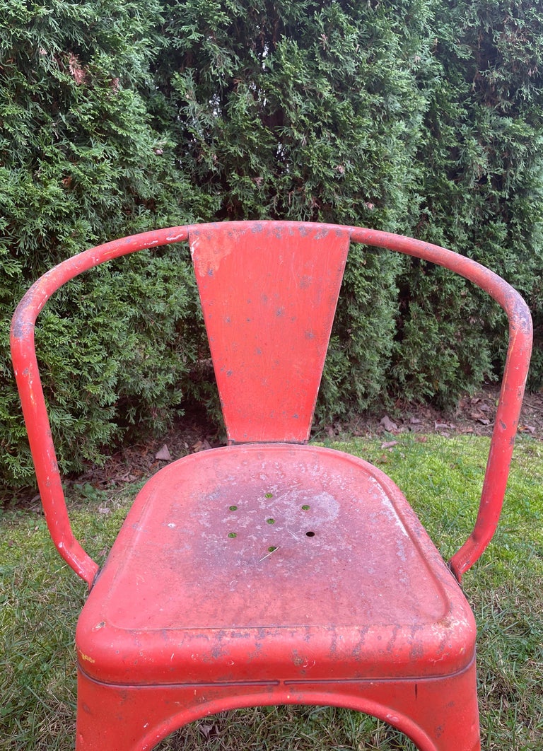 Authentic Vintage Tolix A56 Armchairs in Original Paint For Sale 1