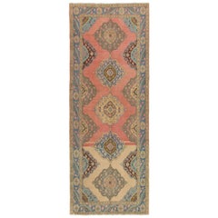 5x12.6 Ft Authentic Vintage Turkish Runner Rug. Handmade Wool Carpet for Hallway