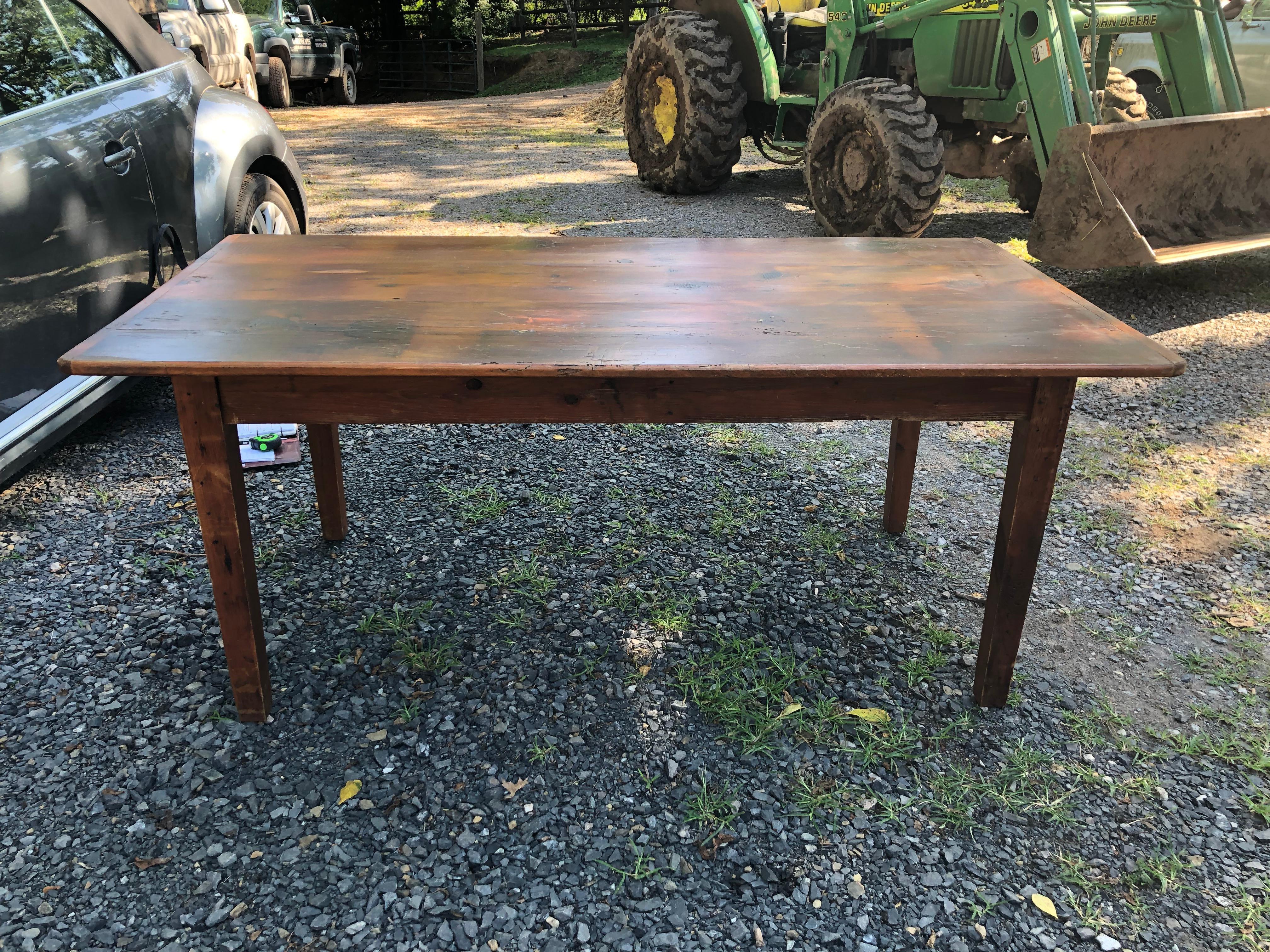 Authentic Vintage Warm Honey Pine Farm Table 8