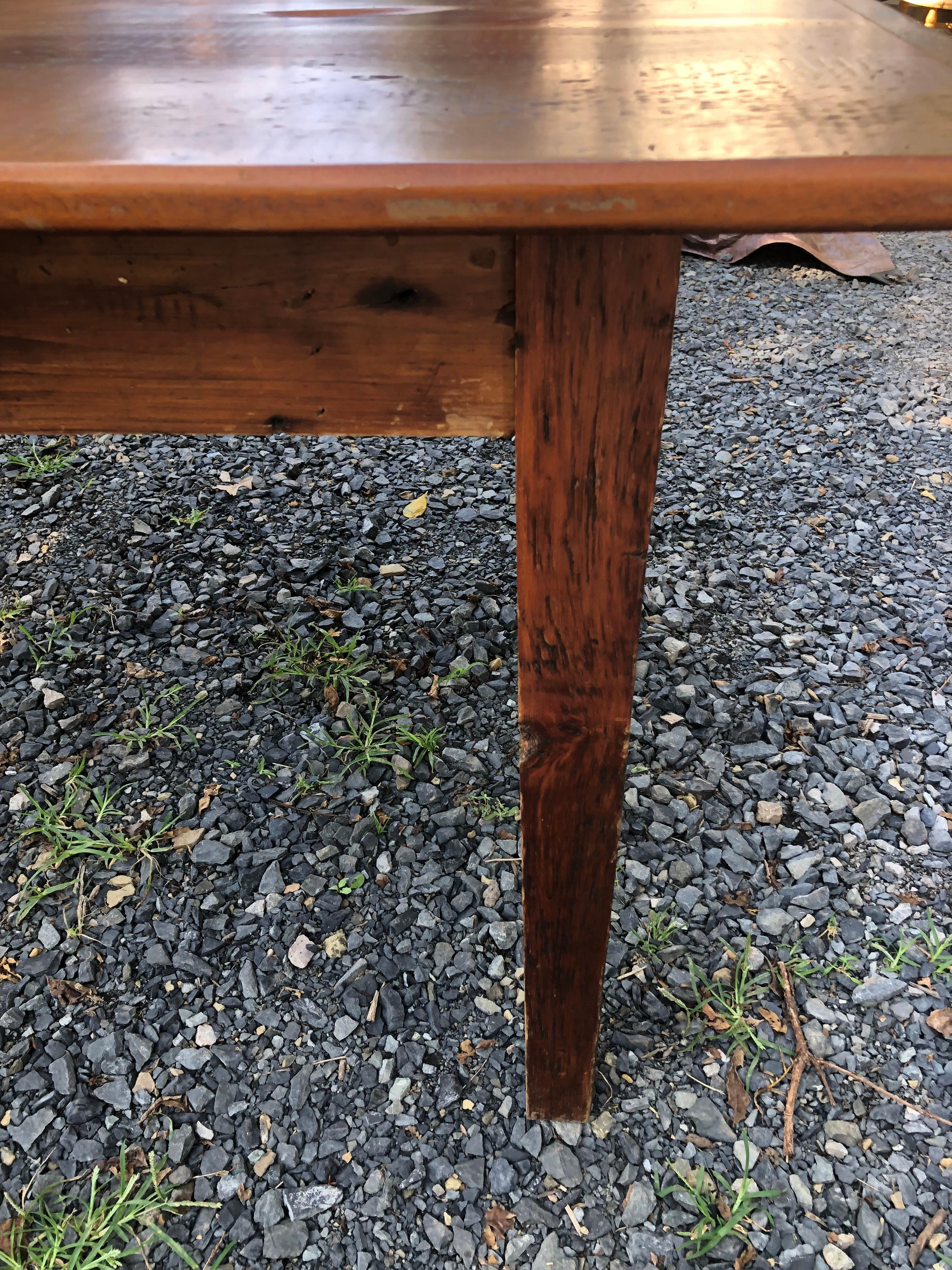 Mid-20th Century Authentic Vintage Warm Honey Pine Farm Table