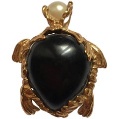 Authentic vintage Yves Saint Laurent turtle pendant/brooch.