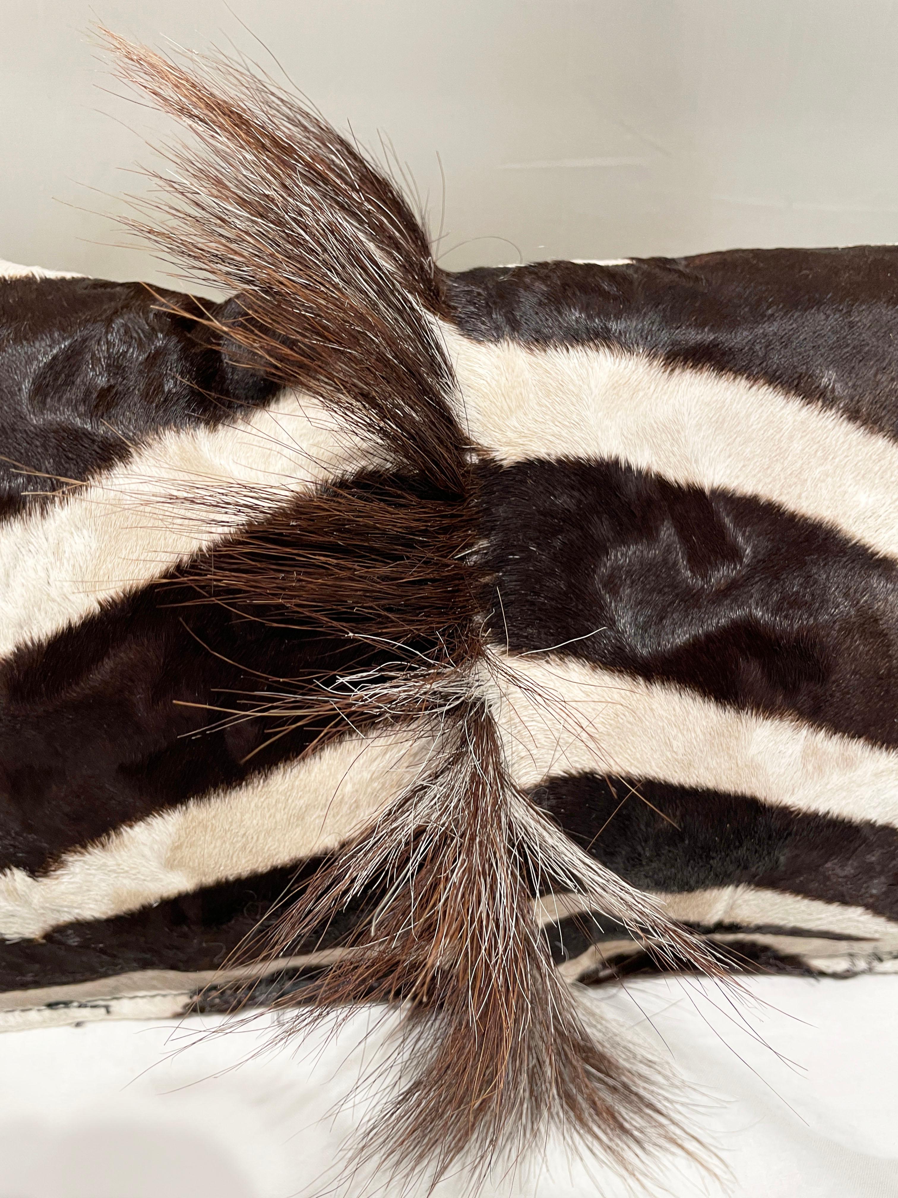 Authentic vintage Zebra pillow - fur on both sides. a wonderful piece to add texture and dimension to any seat.