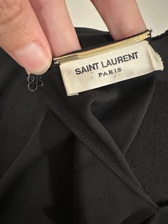 authentic Vtg Saint Laurent Paris Split Sleeve Crepe Blouse Black 2012 Era Top