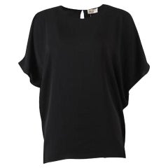 authentic Vtg Saint Laurent Paris Split Sleeve Crepe Blouse Black 2012 Era Top