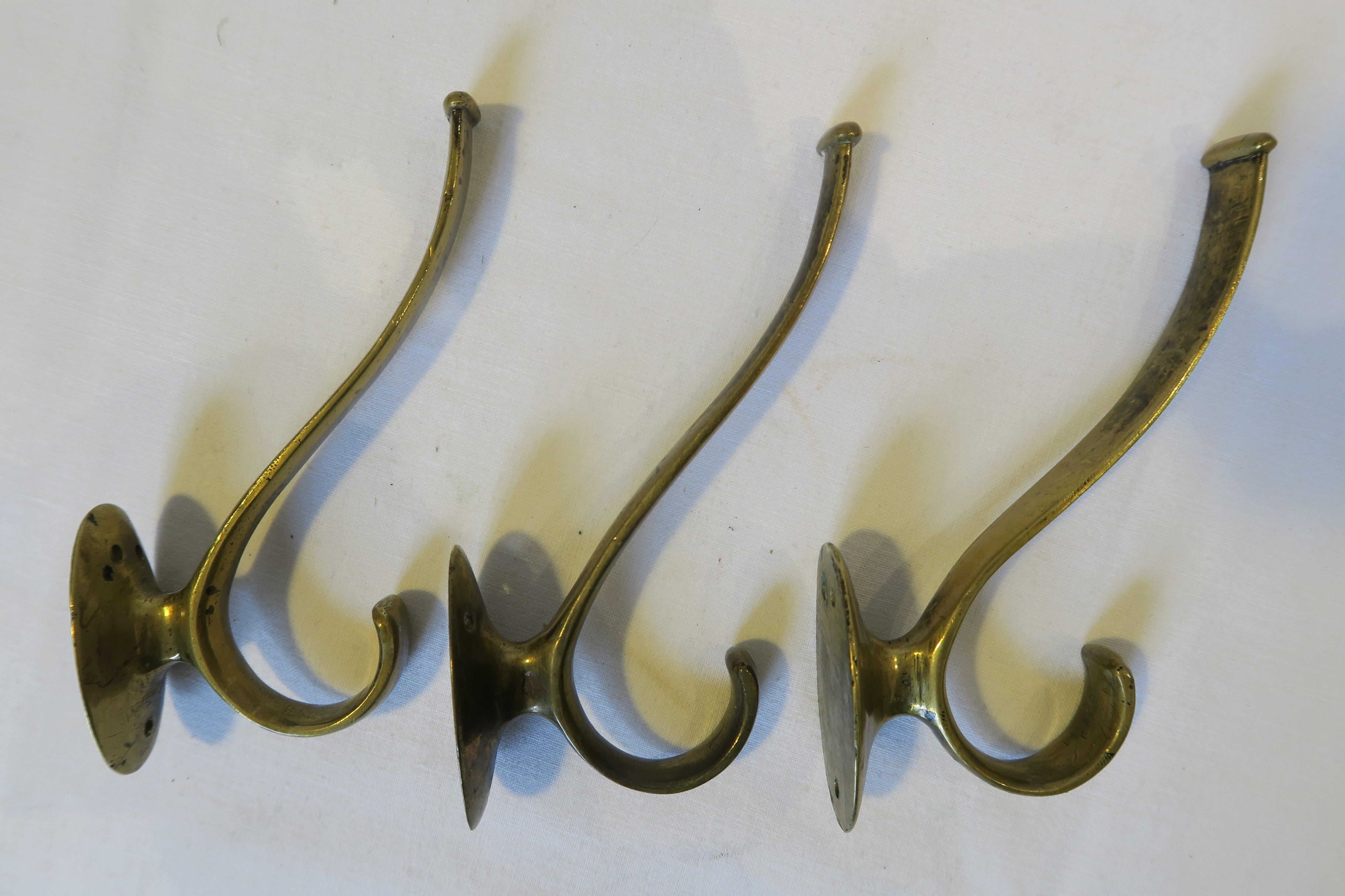 Authentic Wiener Werkstätte Coat Hooks Made from Brass For Sale 3